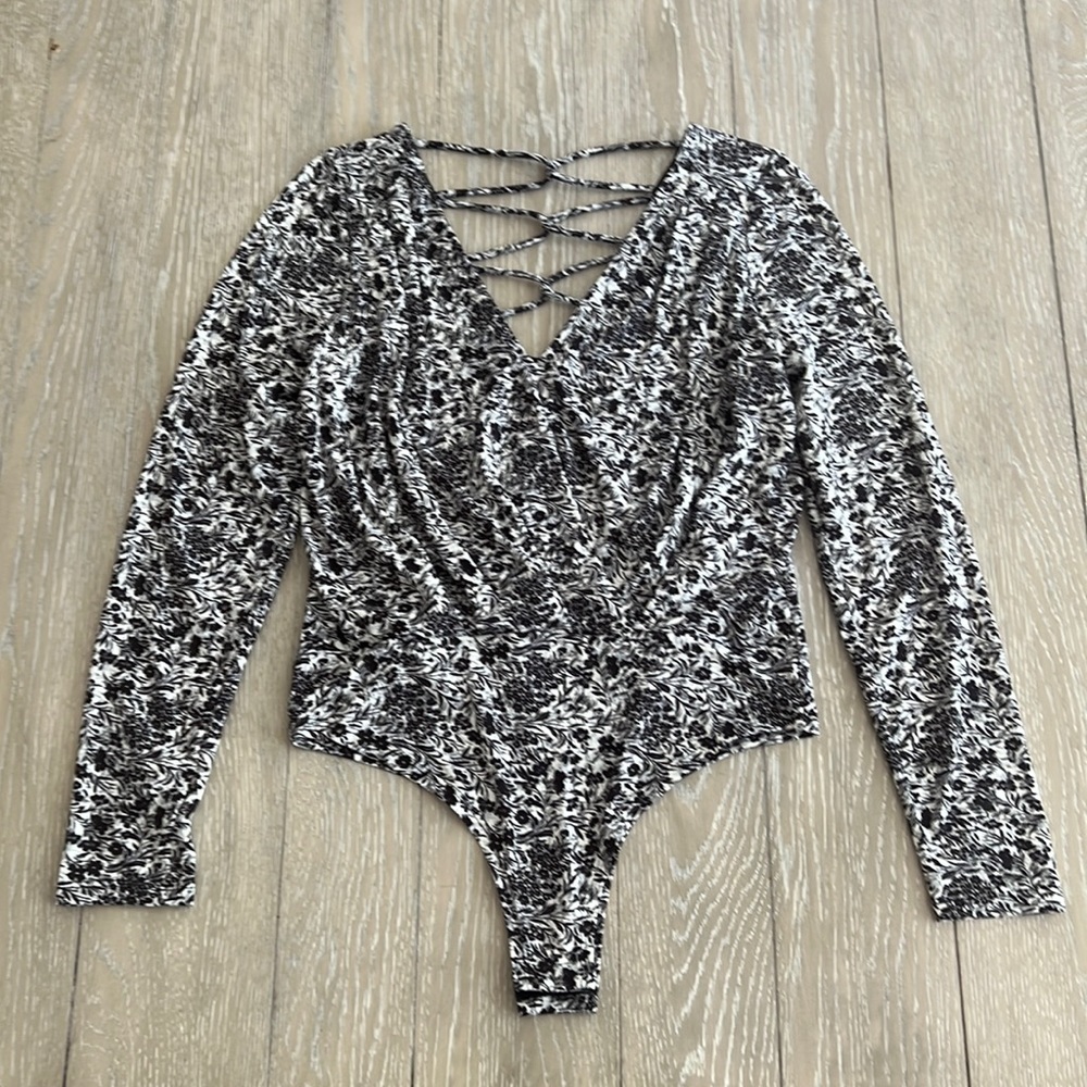 Floral Surplice Knit Bodysuit